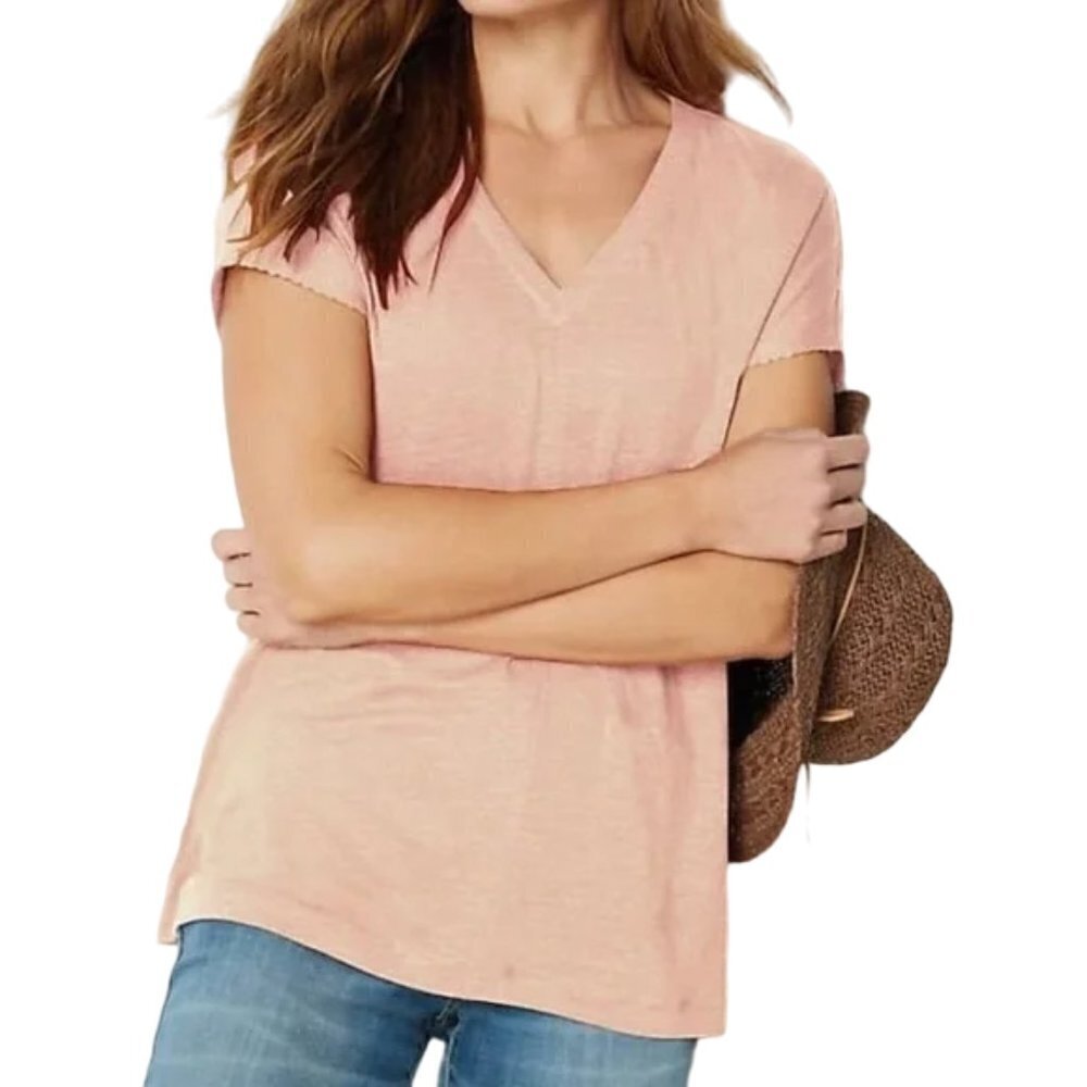 J. Jill Love Linen Easy V Neck Dolman Tee Top